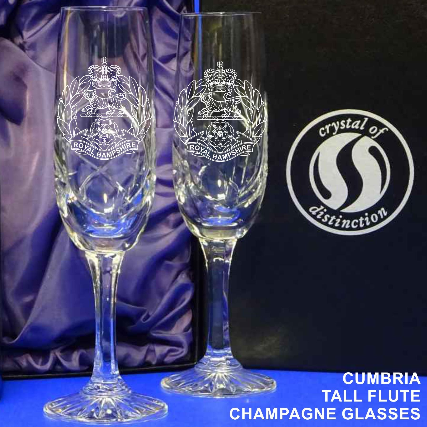 Royal Hampshire Regiment Champagne flutes - pair