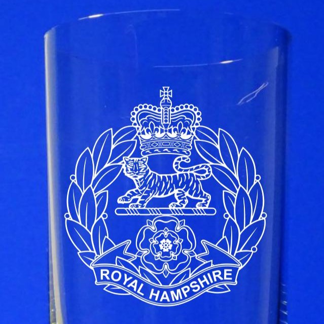 Royal Hampshire Regiment engraved highball tumbler